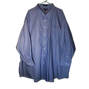 Damon Mens Dress Button-Up Shirt Size 22 34-35 Micro Pima Cotton Blue Striped